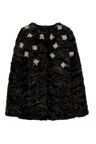 maria womens astrakhan cape Black with Flowers Astrakhan 5