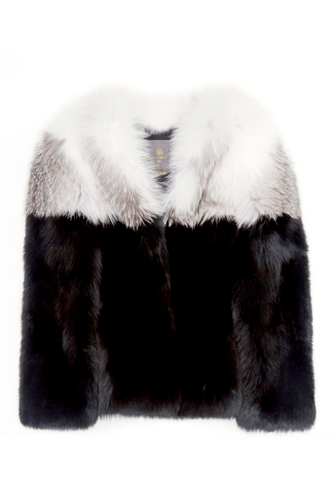 maria womens long fox fur jacket White & Black Striped Fox 5