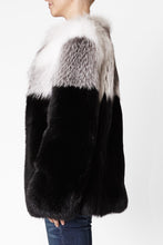 Load image into Gallery viewer, maria womens long fox fur jacket White &amp; Black Striped Fox 7
