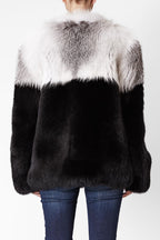 maria womens long fox fur jacket White & Black Striped Fox 8