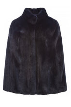 Load image into Gallery viewer, maria womens mink cape with collar Blu 5
