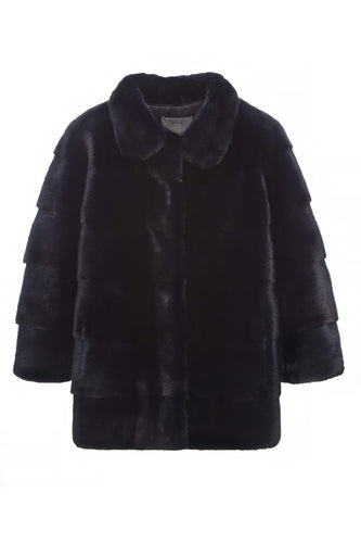 noah womens mink jacket with collar Blu 5