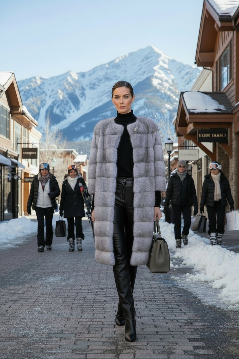 sarah women long 100cm mink coat Sapphire lilly e violetta 