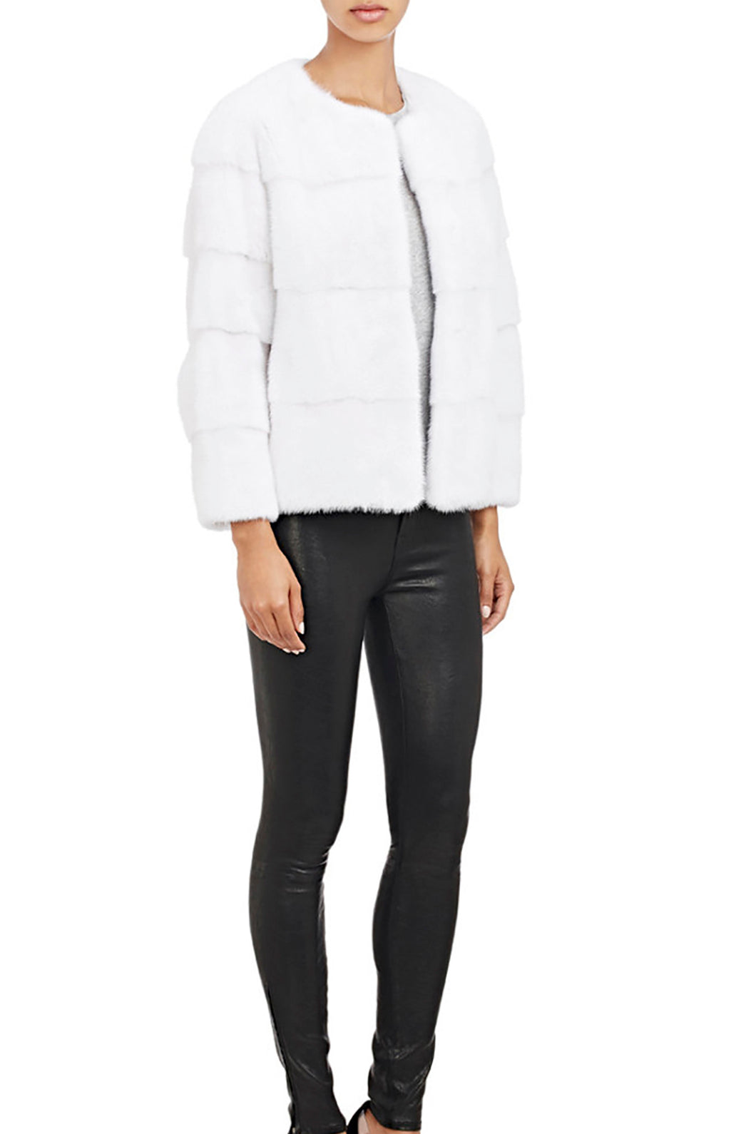 sarah womens mink jacket Bianco 2