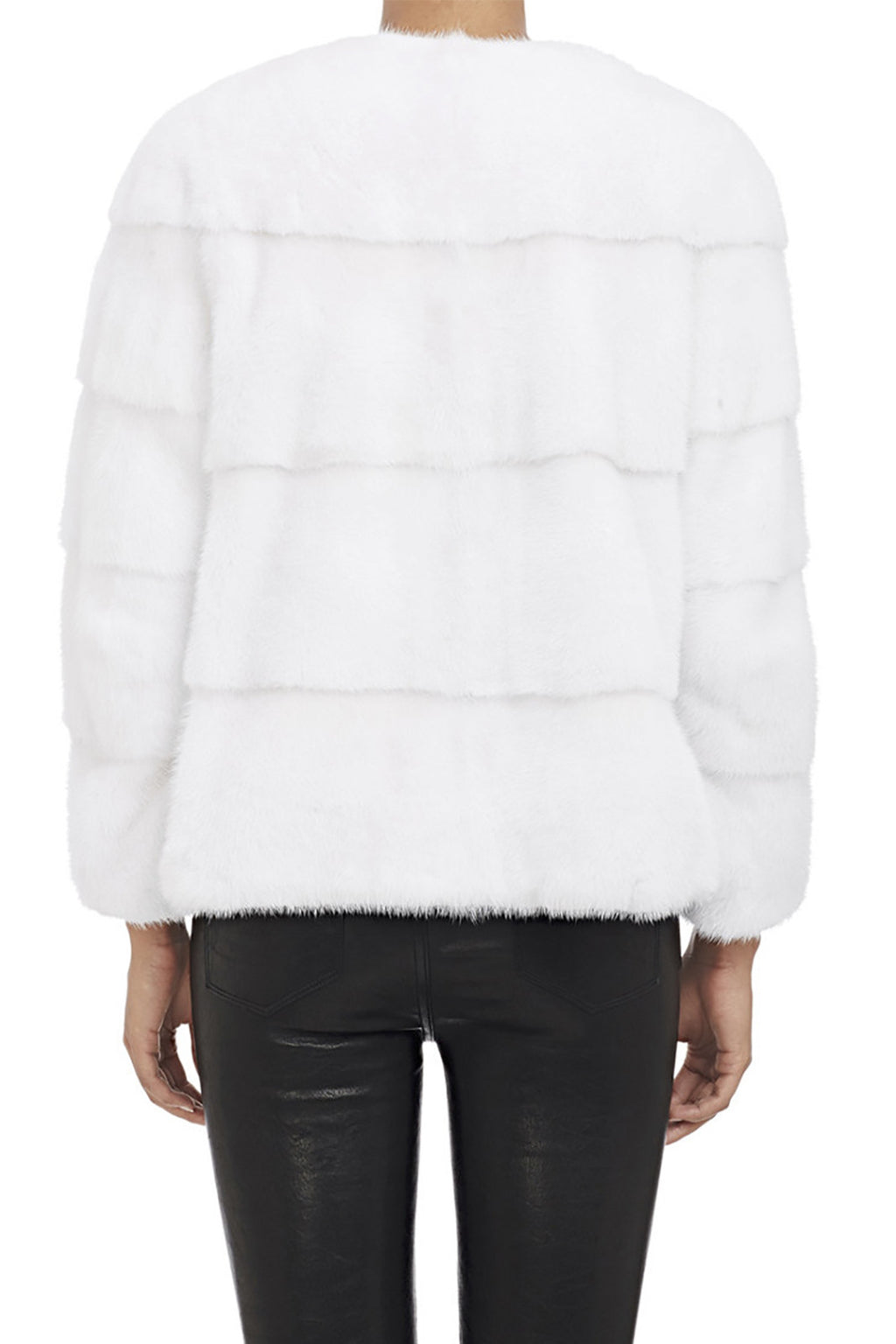 sarah womens mink jacket Bianco 3