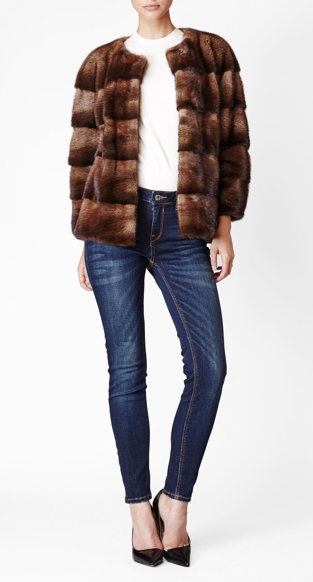 Sarah Mink Fur Jacket Bosco With Collar