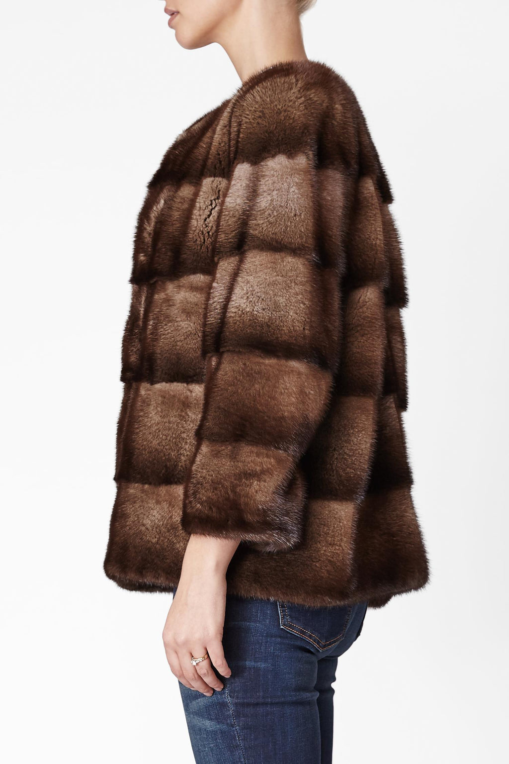 Sarah Mink Fur Jacket Bosco With Collar