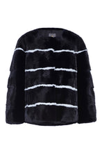 Load image into Gallery viewer, sarah womens striped mink jacket Nero &amp; Bianco Stripes 5
