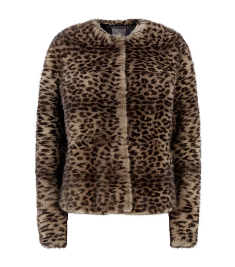 Sara Leopard Short Mink Coat