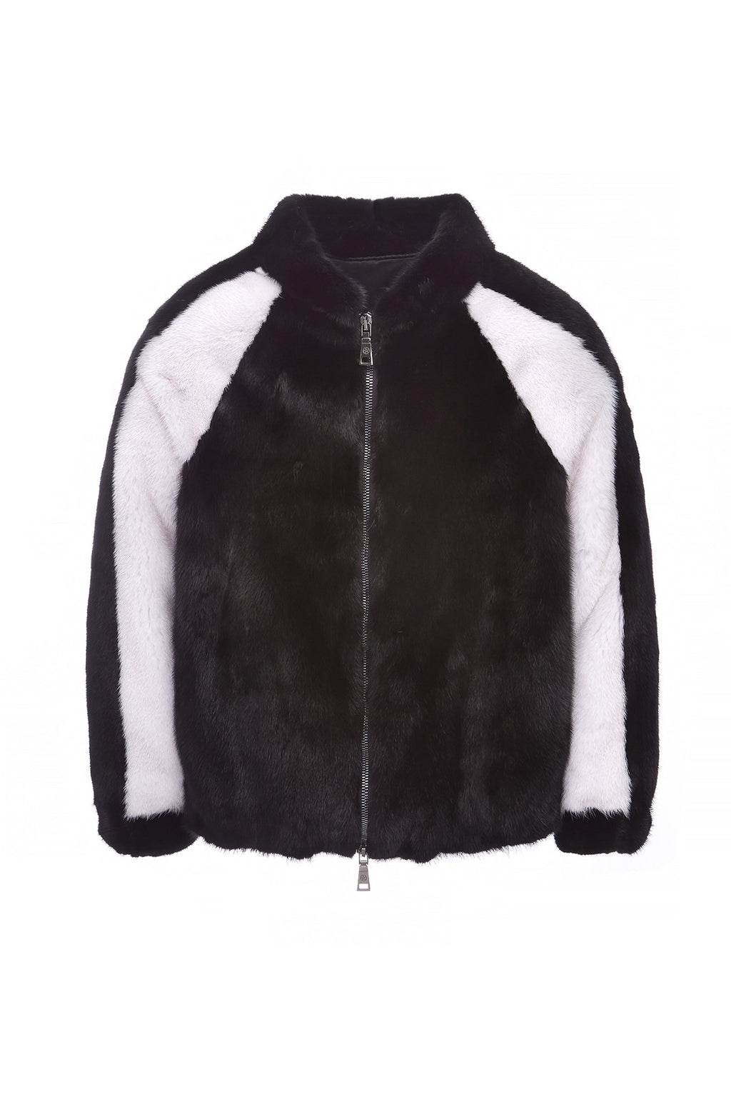 womens mink baseball jacket Nero & Bianco  5