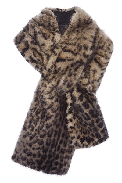 小物 Rhodolirion Eco Fur Hoody Scarf Leopard womens-mink-scarf-leopard-